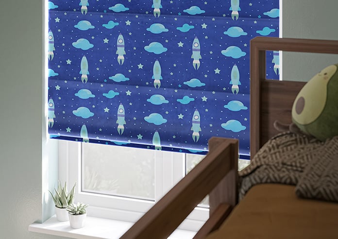Blast Off, Blue Comet - Motorised Roman Blind - Image 5